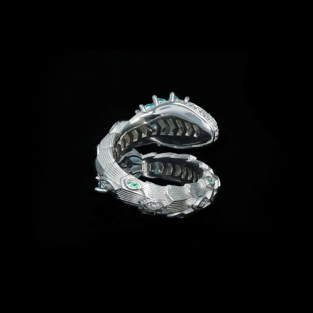 Aquamarin Ring Silber aus 925er Silber mit floralem Mehrstein-Design