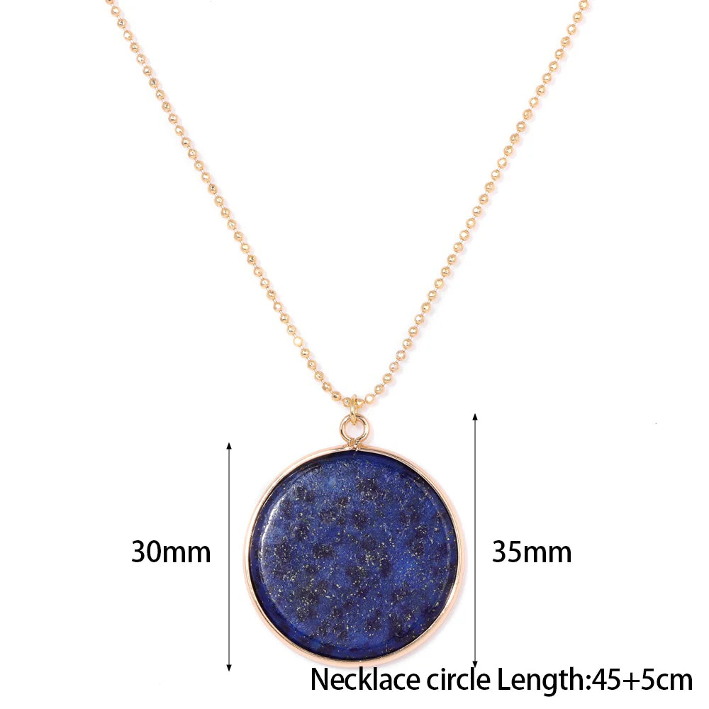 Lapislazuli Kette mit großem rundem Anhänger in Gold