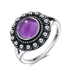 Amethyst Ring aus 925er Silber mit Kugelkranz