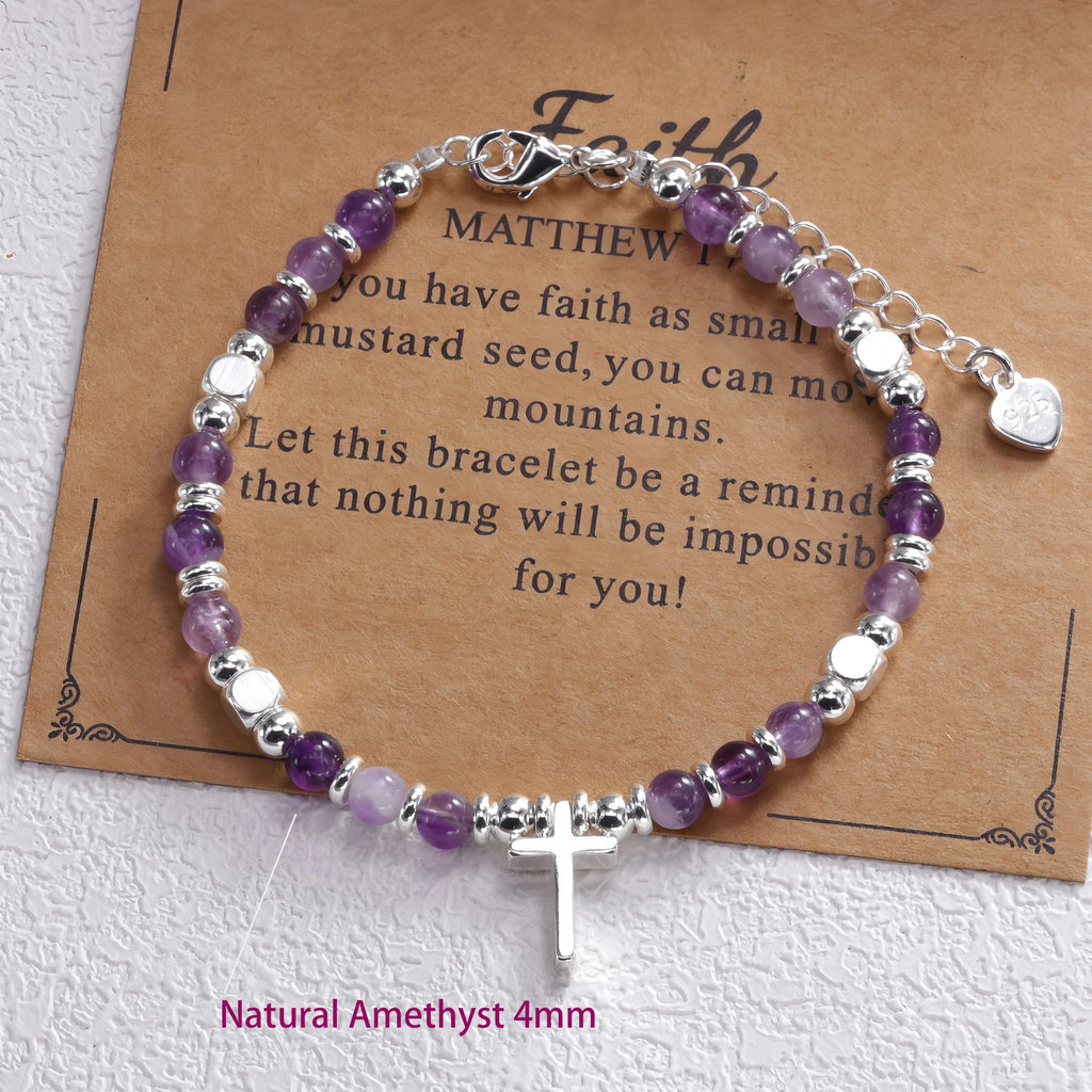 Amethyst Armband mit Kreuzanhänger