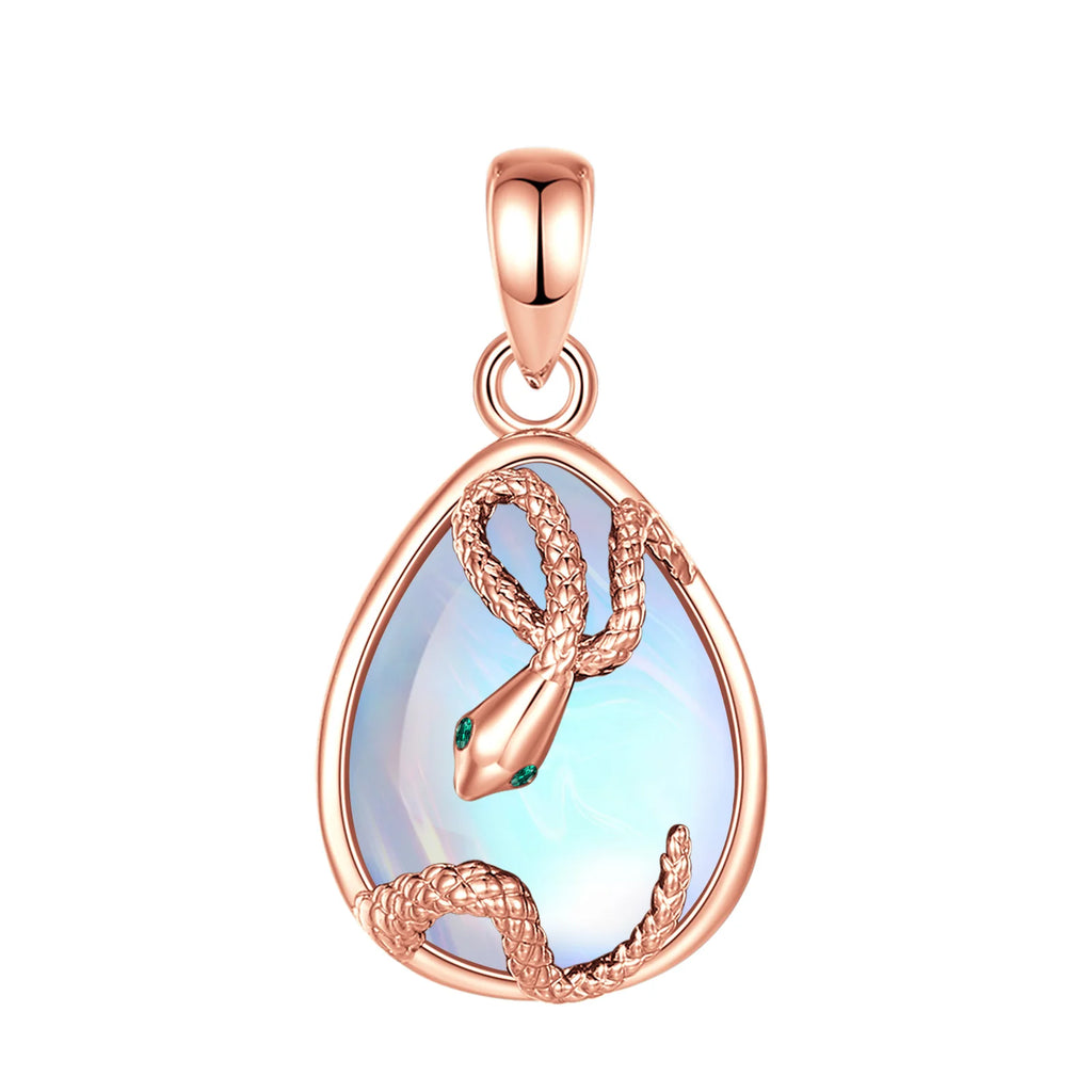 Mondstein Kette aus 18K Roségold mit Schlangenanhänger