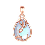 Mondstein Kette aus 18K Roségold mit Schlangenanhänger