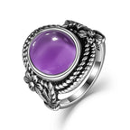 Breiter Amethyst Ring aus 925er Silber mit Flechtkranz und Blüten