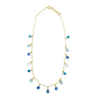 Aquamarin Halskette aus 14K Gold mit Kyanit und Apatit Anhängern
