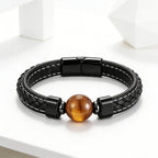 Tigerauge Lederarmband mit großer Kugel