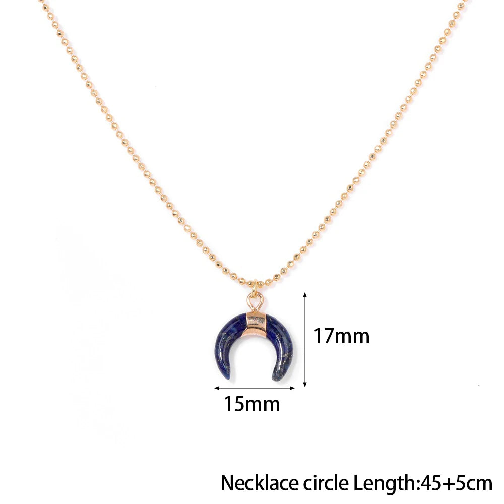 Lapislazuli Halskette Gold mit Mondsichel Anhänger