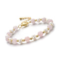 Rosenquarz Armband mit weißen Perlen