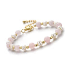 Rosenquarz Armband mit weißen Perlen