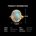 Opal Ring aus 925er Silber und Gold mit großem ovalem Stein