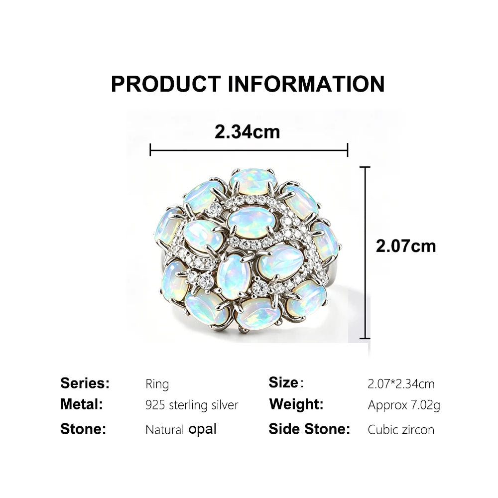 Breiter Opal Ring aus 925er Silber mit ovalen Steinen