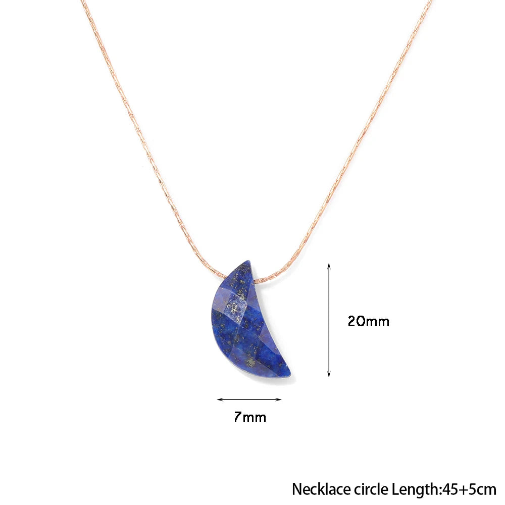 Lapislazuli Kette Gold mit Halbmond Anhänger