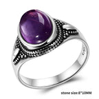 Amethyst Ring aus 925er Silber mit geschwungenem Punktdekor