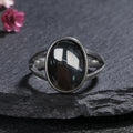 Schmaler Onyx Ring aus 925er Silber mit ovalem Cabochon