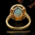 Opal Ring aus 925er Silber und Gold mit großem ovalem Stein