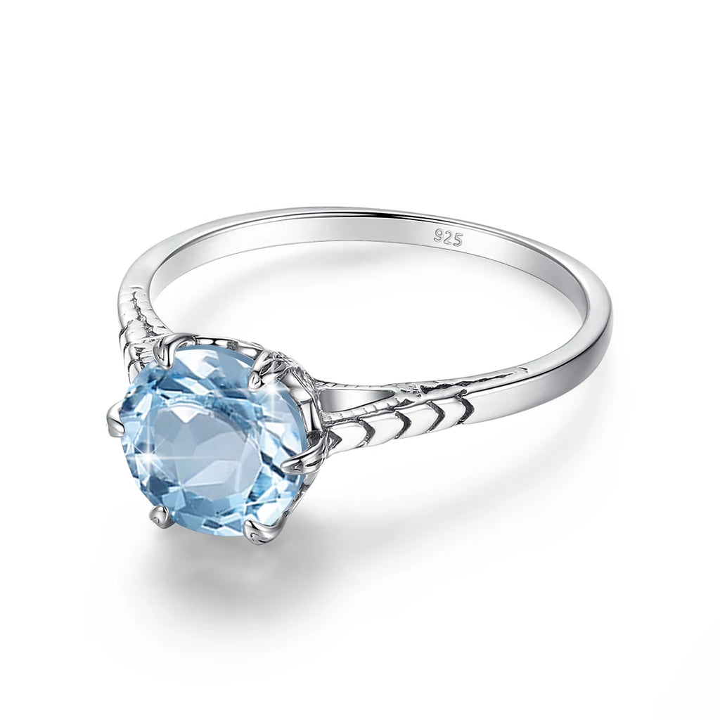 Ring mit Aquamarin aus 925er Silber mit ovalem Solitärstein
