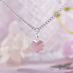 Rosenquarz Herzkette aus 925er Silber