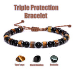 Tigerauge Obsidian Hämatit Armband mit Kordelverschluss