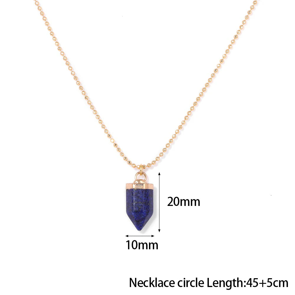 Lapislazuli Anhänger Gold in Kristallspitzenform an feiner Kette
