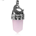 Rosenquarz Kette mit Totenkopf-Anhänger