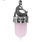 Rosenquarz Kette mit Totenkopf-Anhänger