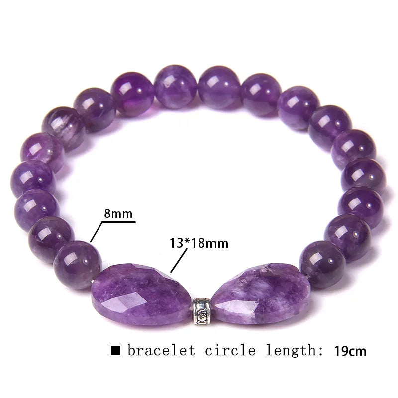 Amethyst Perlenarmband mit zwei facettierten Steinen
