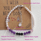 Amethyst Armband mit schwarzem Achat und Muschelperlen