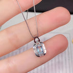 Aquamarin Kette aus 925er Silber mit rechteckigem Anhänger im Vintage-Stil
