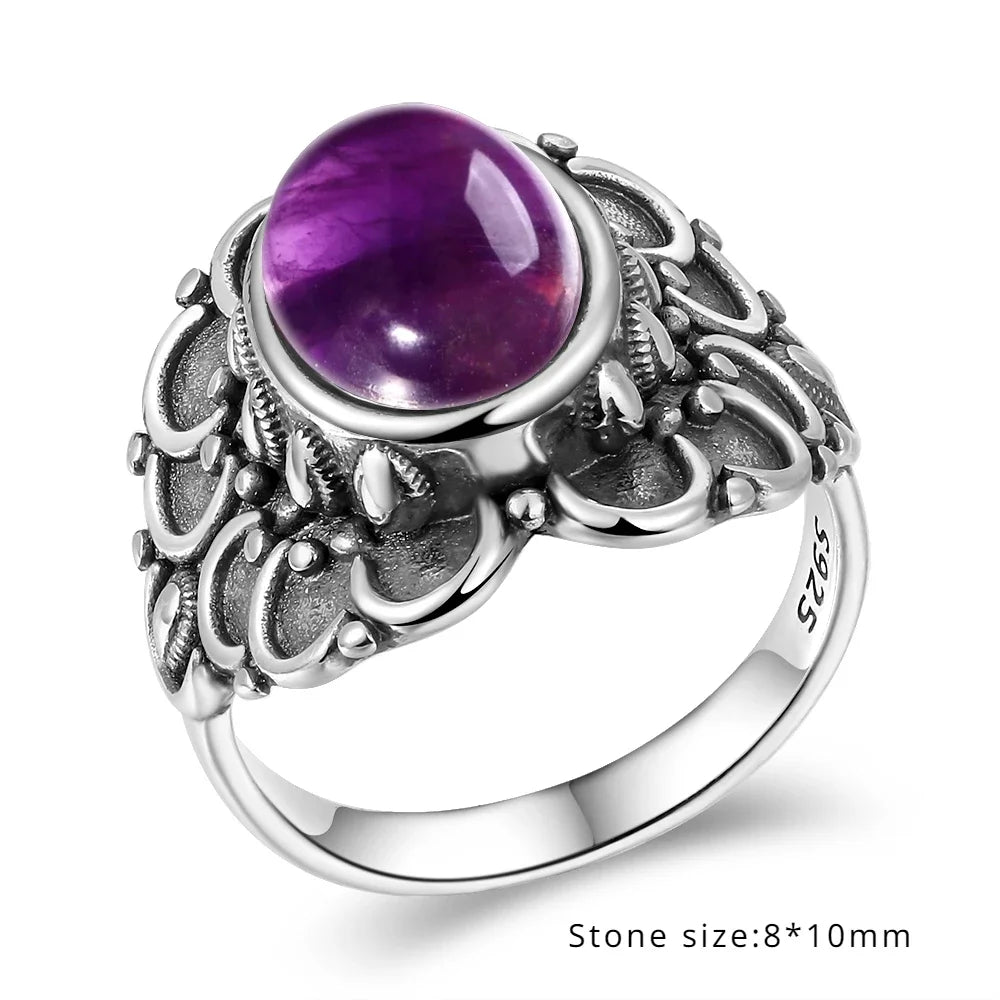 Amethyst Ring aus 925er Silber mit Blütenkranz