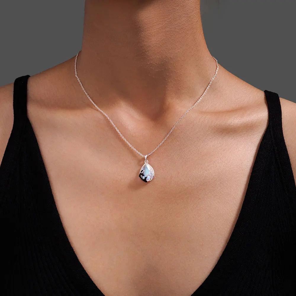 Mondstein Kette aus 925er Silber mit Orca-Anhänger