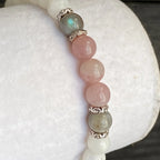 Mondstein Perlenarmband mit Rosenquarz und Labradorit