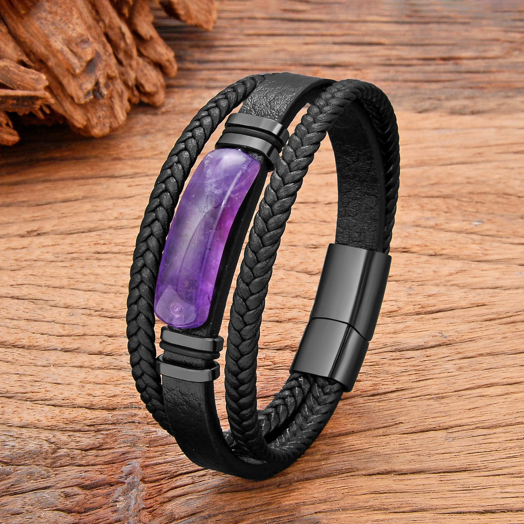 Mehrreihiges Amethyst Lederarmband