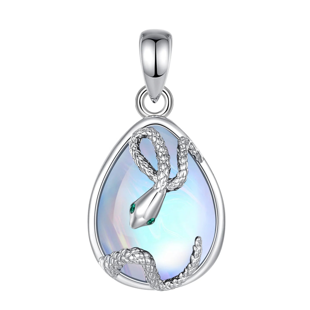Mondstein Kette aus 925er Silber mit Schlangenanhänger