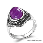 Amethyst Ring aus 925er Silber mit rautenförmigem Rahmen