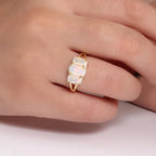 Opal Ring aus 925er Silber mit drei rechteckigen Steinen