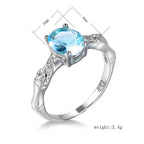 Aquamarin Look Ring mit ovalem Stein und Blattornamenten