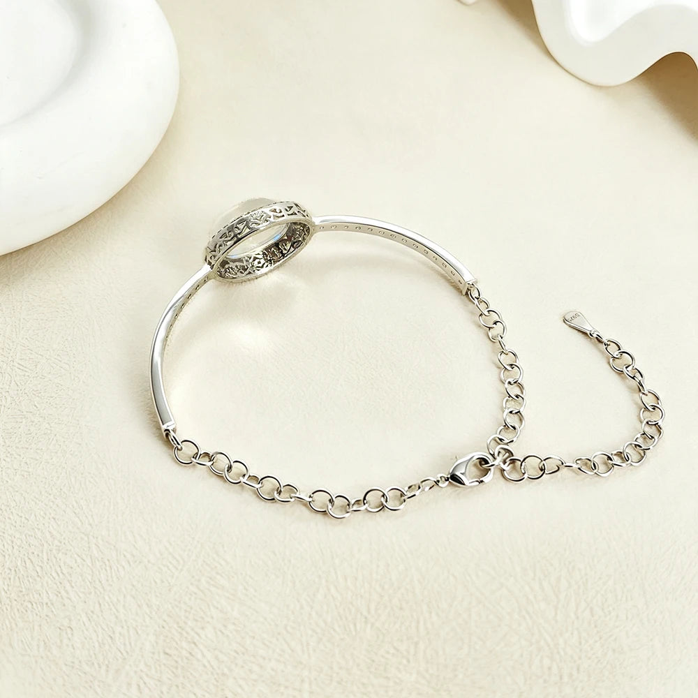 Mondstein Armband aus 925er Silber mit ovalem Mittelstein