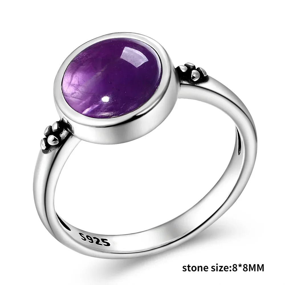 Amethyst Ring aus 925er Silber mit kleinen Rosen