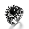 Onyx Ring aus 925er Silber im Sonnenmond-Design
