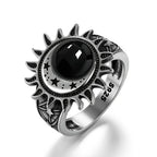Onyx Ring aus 925er Silber im Sonnenmond-Design