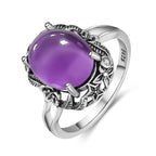 Amethyst Ring aus 925er Silber mit floraler Krappenfassung