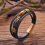 Mehrreihiges Tigerauge Lederarmband