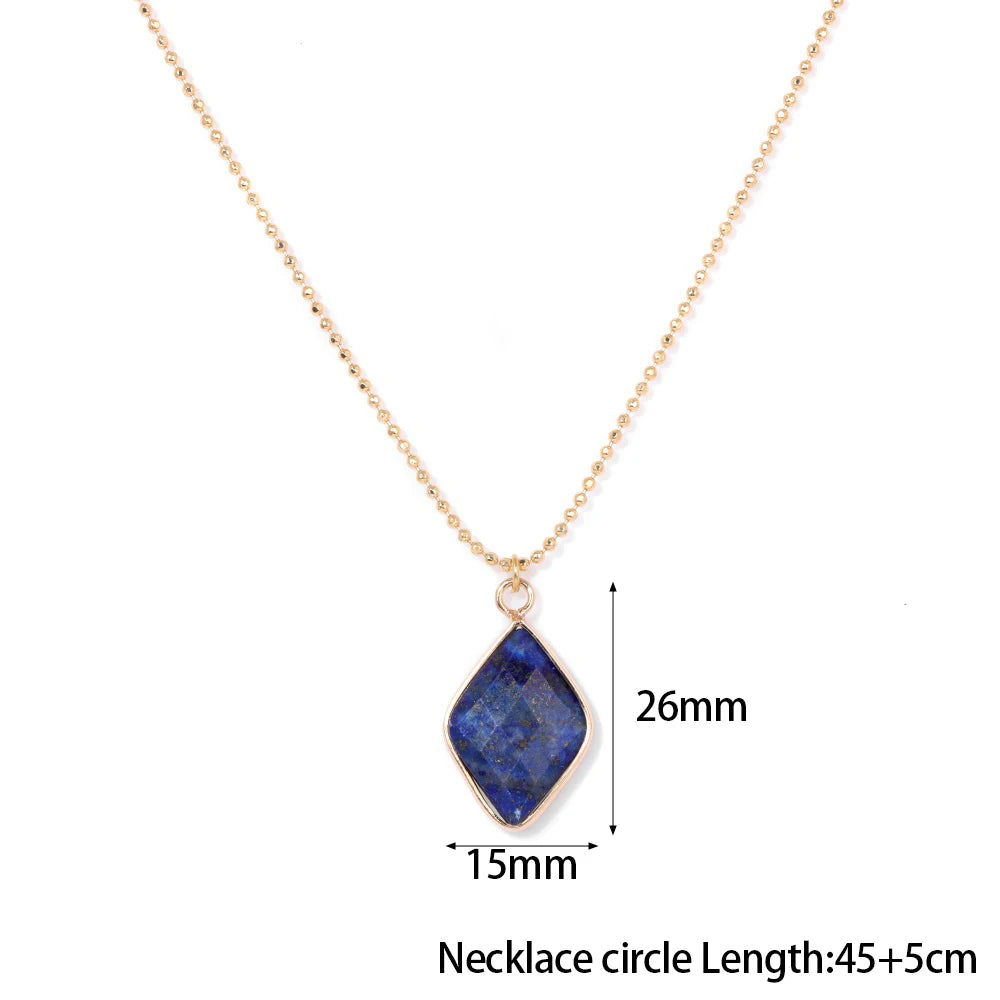 Lapislazuli Kette Gold mit rautenförmigem Steinanhänger