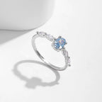 Aquamarin Look Ring aus 925er Silber mit ovalem Stein