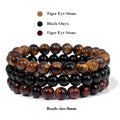 Tigerauge Onyx Armband Set mit rotem Tigerauge