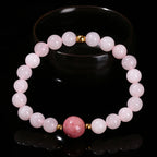 Rosenquarz Rhodonit Armband mit Mittelperle