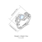 Mondstein Ring aus 925er Silber mit Blätterranken