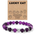 Amethyst Perlenarmband mit Katzenmotiv