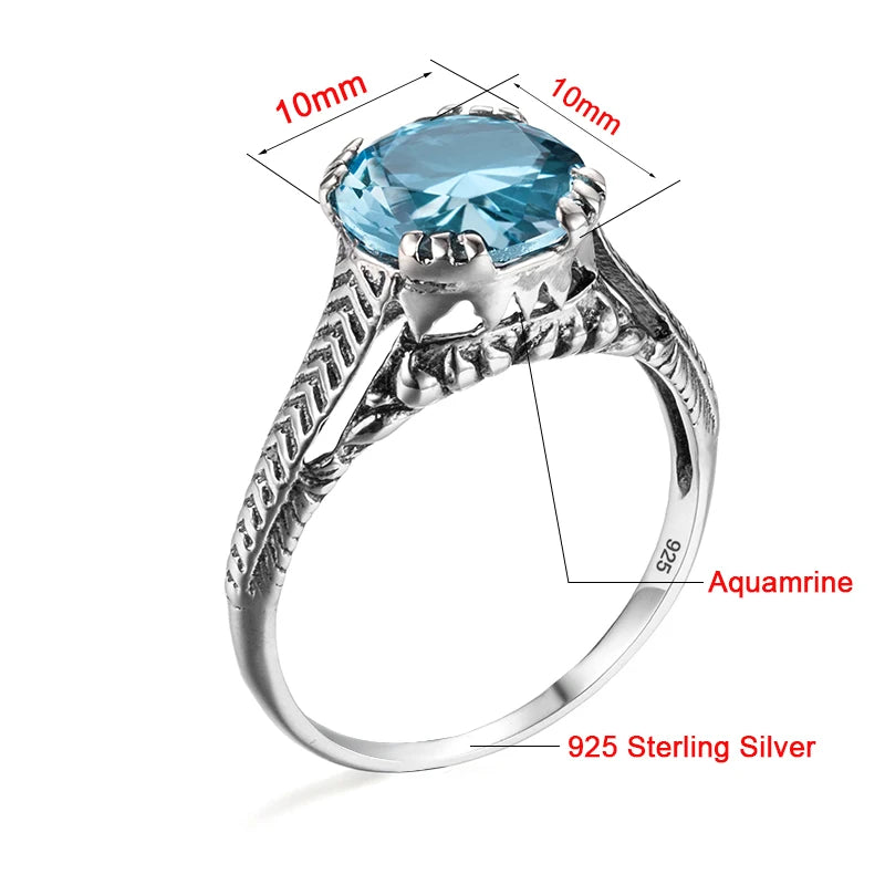 Vintage Aquamarin Ring mit ovalem Stein und Zackenfassung