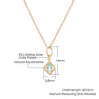 Aquamarin Kette aus 925er Silber vergoldet mit ornamentalem Anhänger