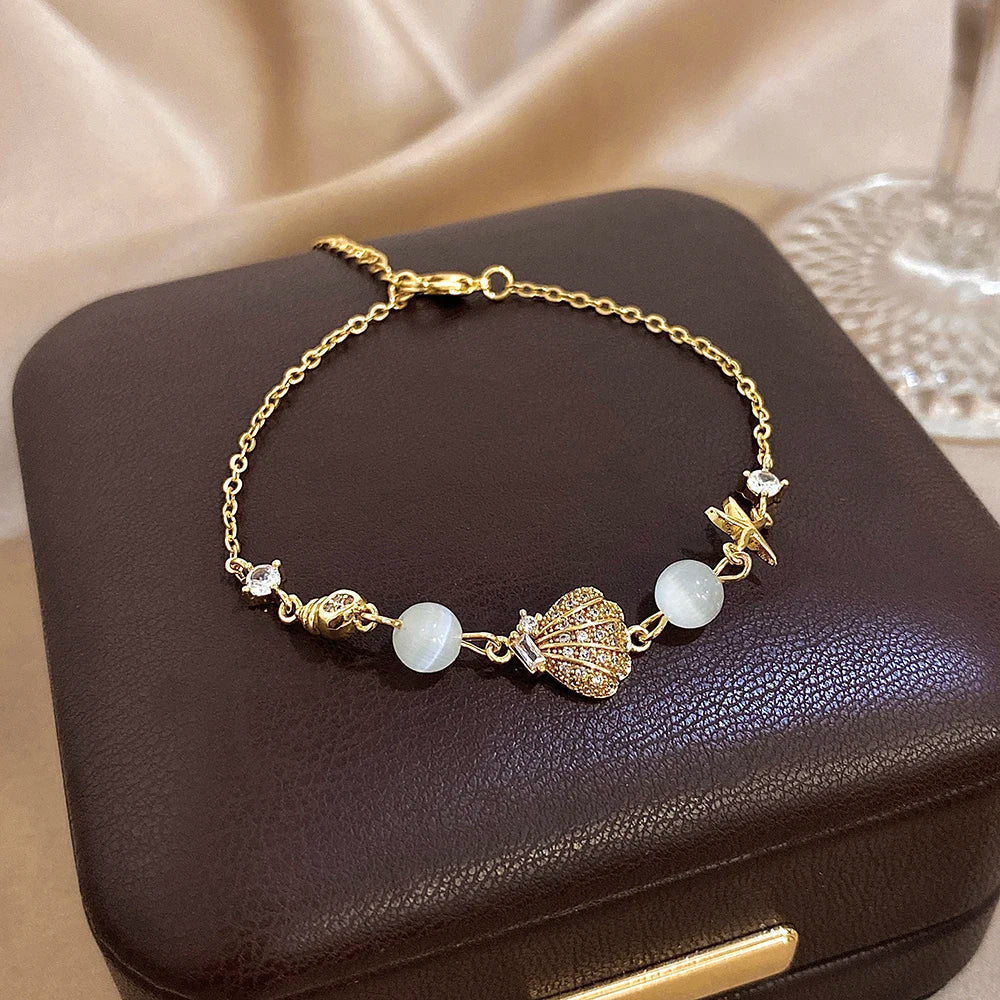 Mondstein Armband mit Muschel und Seestern